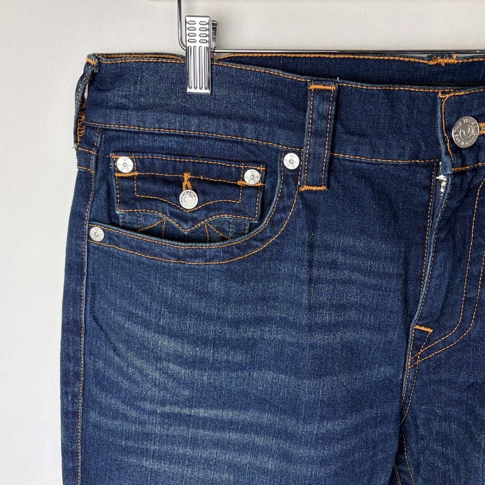 True Religion Ricky Flap Jeans Mens 34x32 Relaxed Straight Dark Wash - Picture 5 of 14